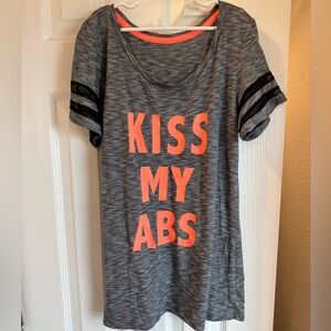 EVCR “Kiss My Abs” Gray and Orange Graphic Tee